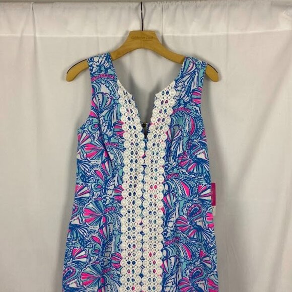 Lilly Pulitzer For Target NWT My Fans Sleeveless Split Neck Shift Mini Dress Wo - Picture 4 of 16
